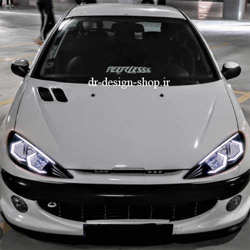 چراغ جلو اسپرت 206 طرح هگزا سفید