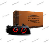 چراغ جلو اسپرت سمند مدرن طرح حلقه قرمز داخل مشکی