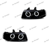 چراغ جلو اسپرت سمند طرح حلقه سفید داخل مشکی