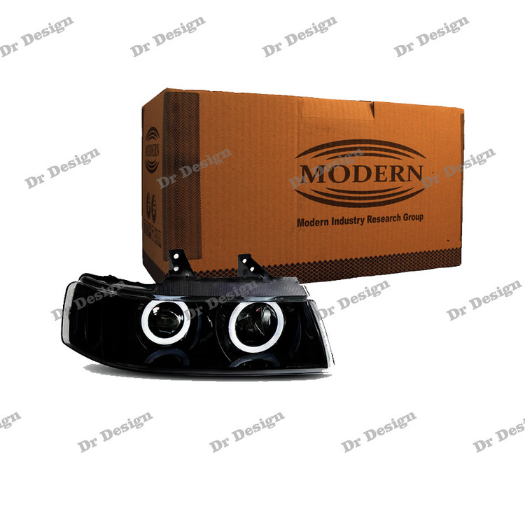 چراغ جلو اسپرت سمند مدرن طرح حلقه سفید داخل مشکی