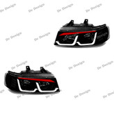 چراغ جلو اسپرت سمند طرح M8 سفید قرمز داخل مشکی