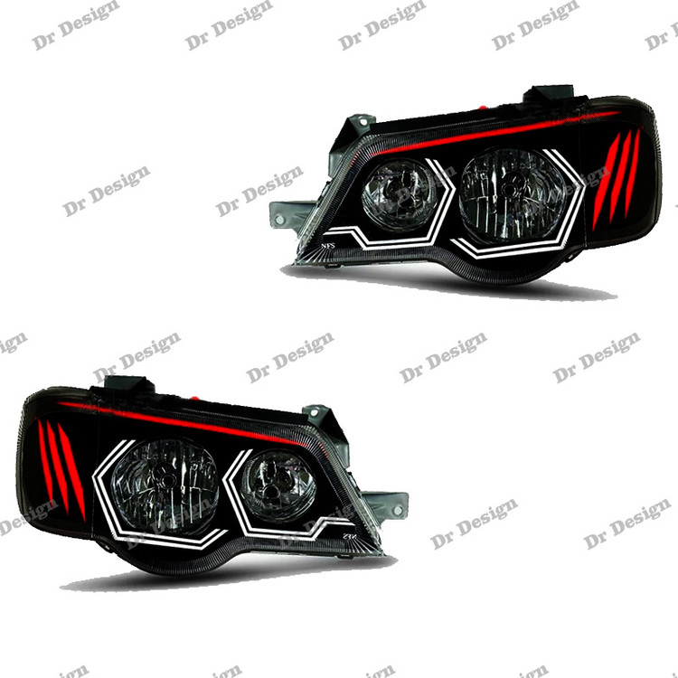 چراغ اسپرت پراید طرح هگزاچراغ جلو اسپرت پراید 111 و 132 مدل هگزا سفید قرمز