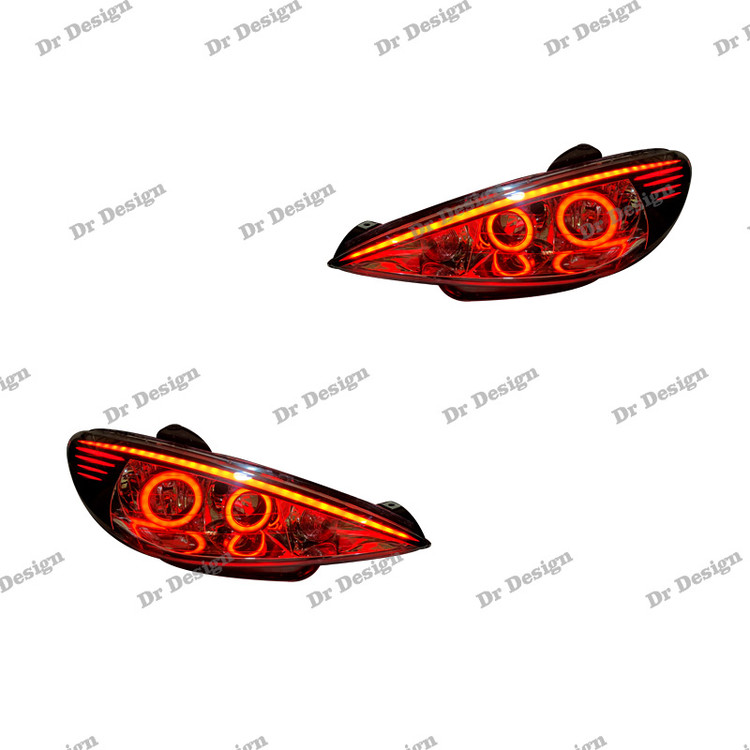 چراغ جلو اسپرت 206 طرح باکستر قرمز