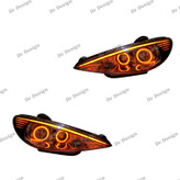 چراغ جلو اسپرت 206 طرح باکستر انبه ای