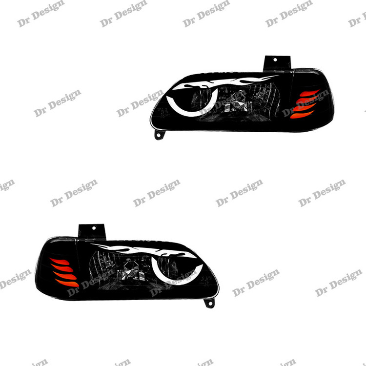 چراغ جلو اسپرت پراید طرح انگری سفید