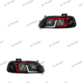 چراغ جلو اسپرت پراید طرح آبشاری سفید قرمز