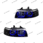 چراغ جلو اسپرت سمند طرح u آبی داخل مشکی