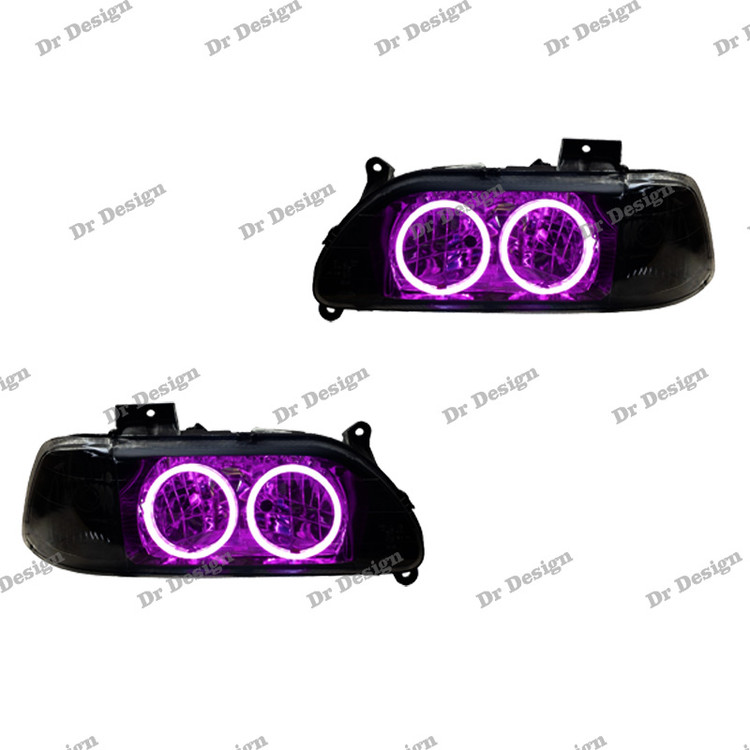 چراغ جلو اسپرت پراید حلقه سه بعدی صورتی داخل مشکی