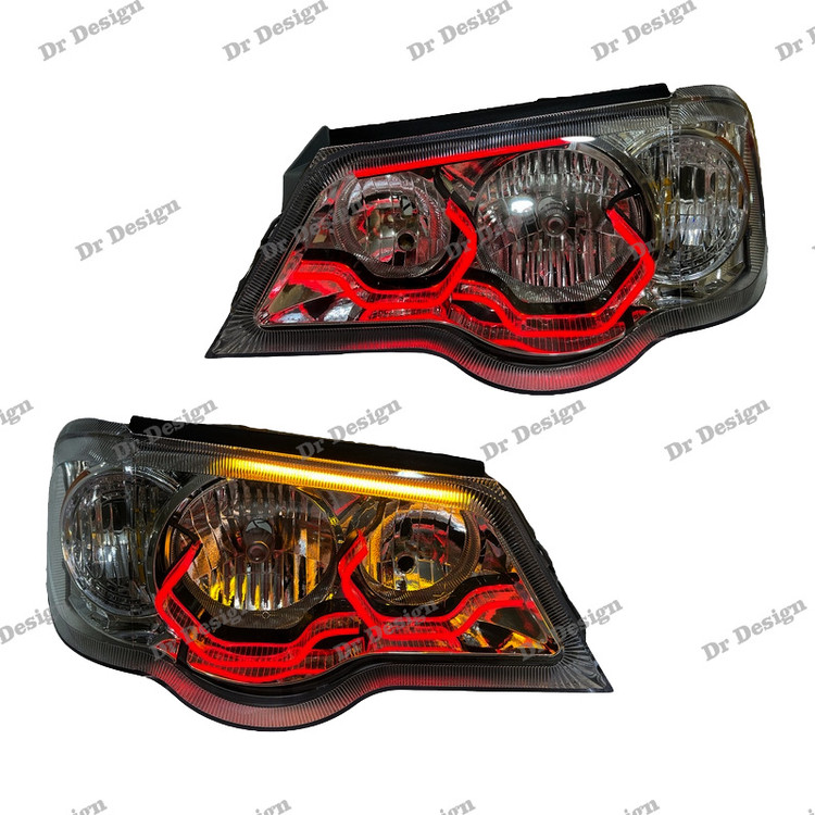 چراغ جلو اسپرت پراید طرح هگزا سه بعدی قرمز دو حالته