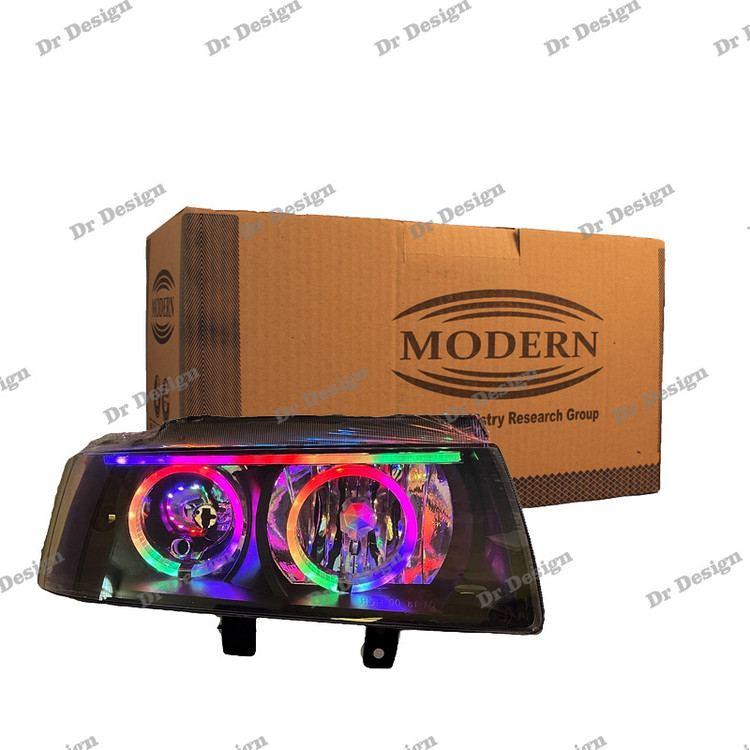 چراغ جلو اسپرت سمند مدرن طرح حلقه فولکالر دو حالته داخل مشکی