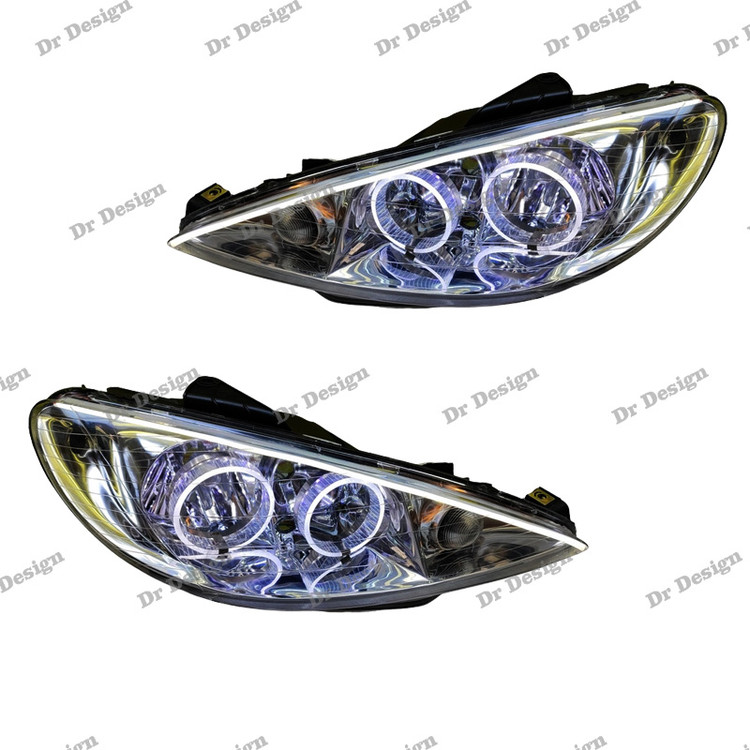 چراغ جلو اسپرت 206 طرح انگری سفید