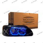 چراغ جلو اسپرت مدرن پراید طرح هگزا آبی داخل مشکی