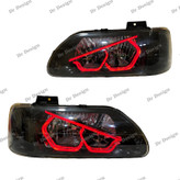 چراغ جلو اسپرت پراید طرح انگری قرمز دو حالته داخل مشکی