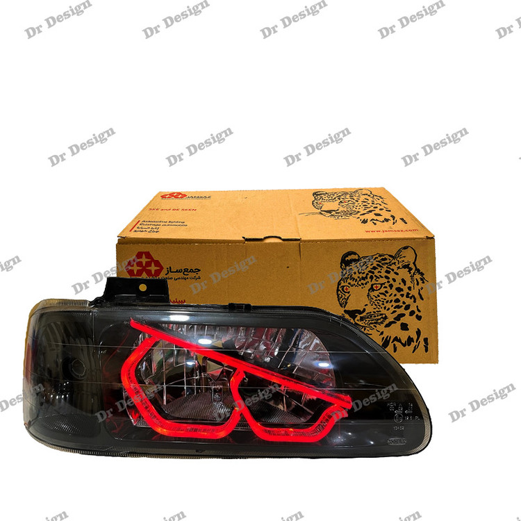 چراغ جلو اسپرت جمع ساز پراید طرح انگری قرمز دو حالته داخل مشکی