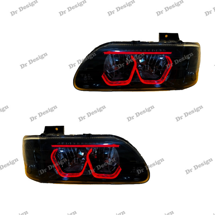 چراغ جلو اسپرت پراید طرج هگزا قرمز داخل مشکی