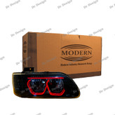 چراغ جلو اسپرت مدرن پراید طرج هگزا قرمز داخل مشکی