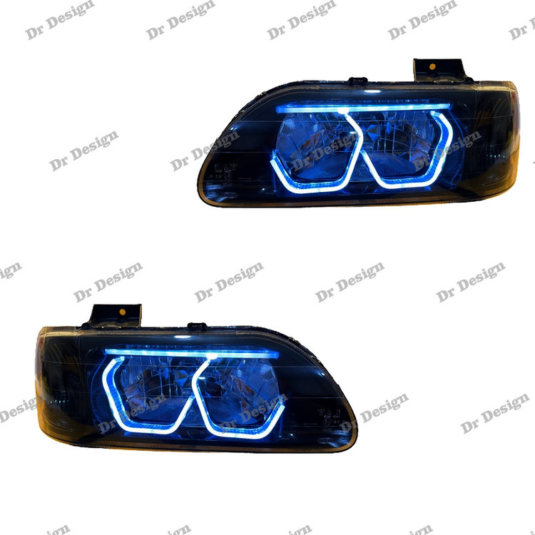 چراغ جلو اسپرت پراید طرج هگزا آبی یخی داخل مشکی