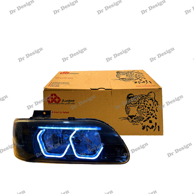 چراغ جلو اسپرت جمع ساز پراید طرج هگزا آبی یخی داخل مشکی