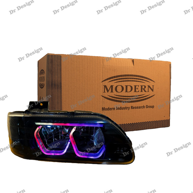 چراغ جلو اسپرت مدرن پراید طرج هگزا فولکالر داخل مشکی