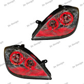 چراغ جلو اسپرت تیبا طرح حلقه گلس سه بعدی قرمز