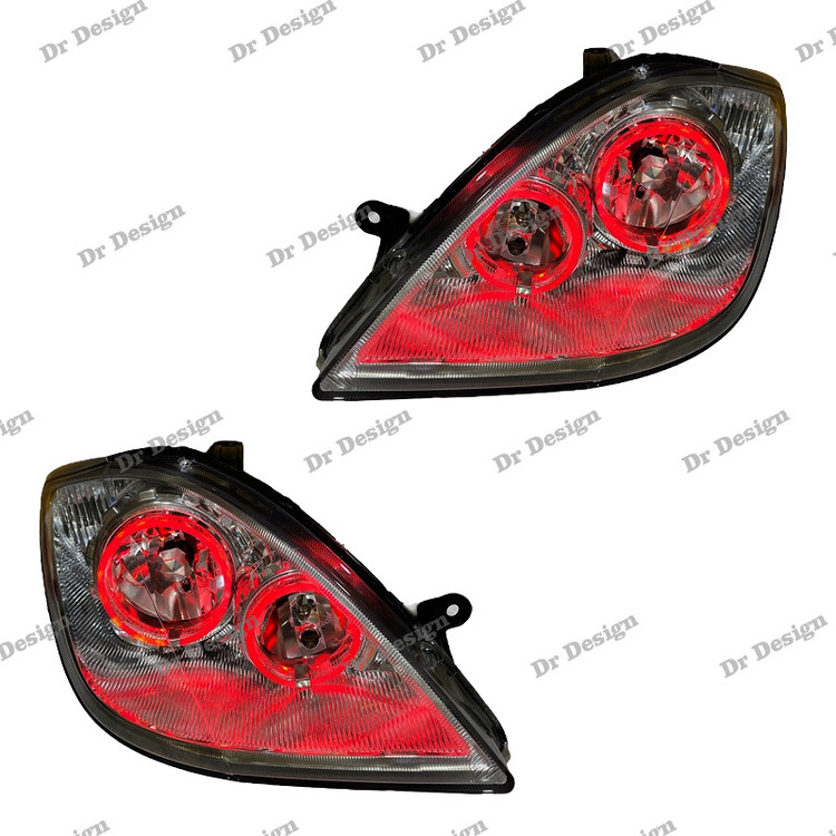 چراغ جلو اسپرت تیبا طرح حلقه گلس سه بعدی قرمز