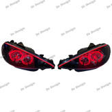 چراغ جلو اسپرت 206 طرح انگری قرمز داخل مشکی