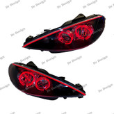 چراغ جلو اسپرت 206 طرح انگری قرمز داخل مشکی