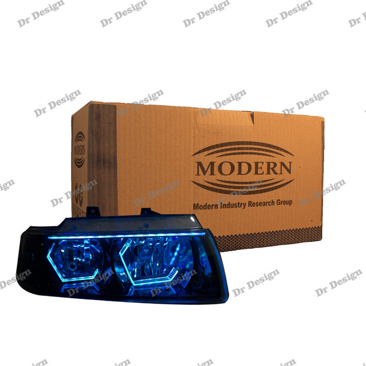 چراغ جلو اسپرت سمند مدرن طرح هگزا آیس بلو