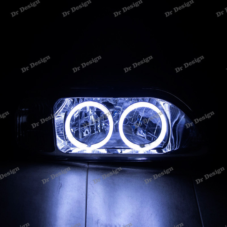 چراغ جلو اسپرت پراید حلقه سه بعدی سفید داخل مشکی