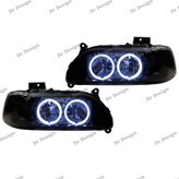 چراغ جلو اسپرت پراید حلقه سه بعدی سفید داخل مشکی