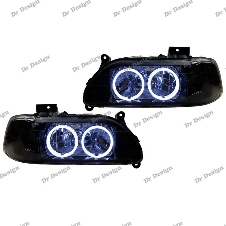 چراغ جلو اسپرت پراید حلقه سه بعدی سفید داخل مشکی