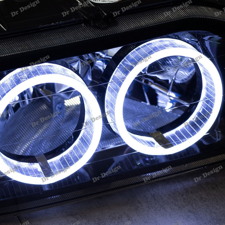 چراغ جلو اسپرت پراید حلقه سه بعدی سفید داخل مشکی