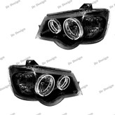 چراغ جلو اسپرت پراید حلقه سه بعدی سفید داخل مشکی