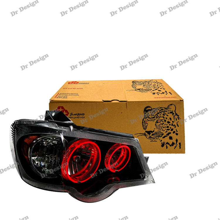 چراغ جلو اسپرت پراید جمع ساز حلقه سه بعدی قرمز داخل مشکی