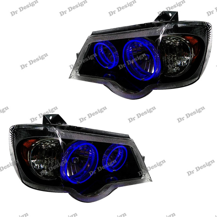 چراغ جلو اسپرت پراید حلقه سه بعدی آبی داخل مشکی
