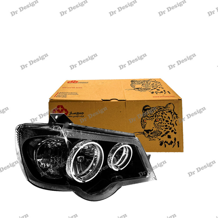 چراغ جلو اسپرت پراید جمع ساز حلقه سه بعدی سفید داخل مشکی