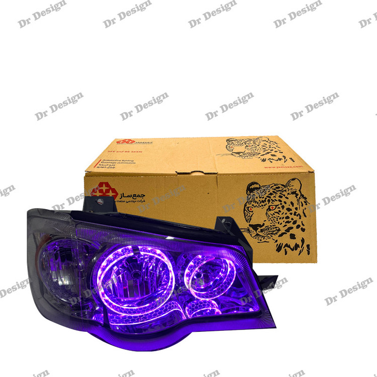 چراغ جلو اسپرت پراید جمع ساز حلقه سه بعدی بنفش