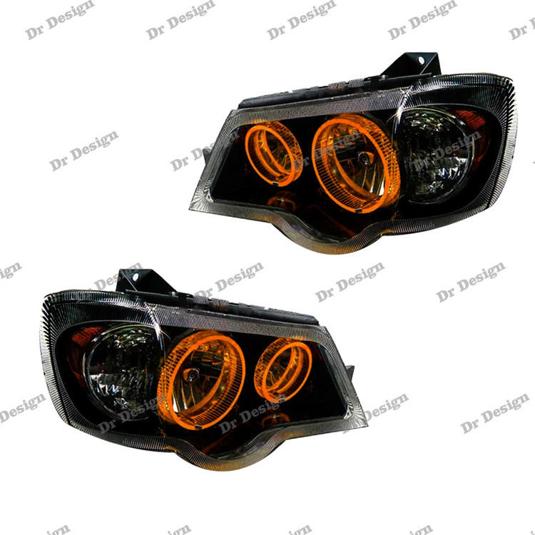 چراغ جلو اسپرت پراید حلقه سه بعدی انبه ای داخل مشکی