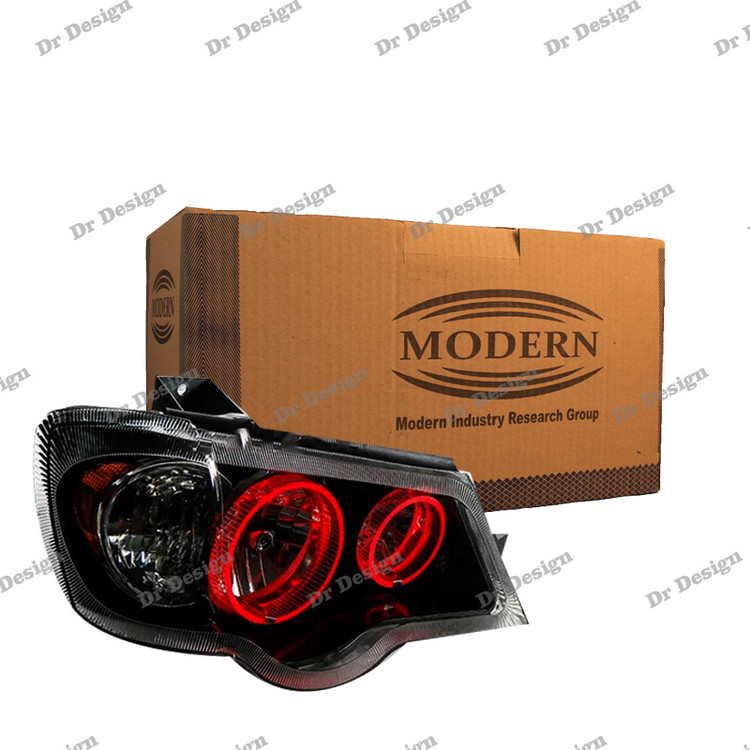 چراغ جلو اسپرت پراید مدرن حلقه سه بعدی قرمز داخل مشکی