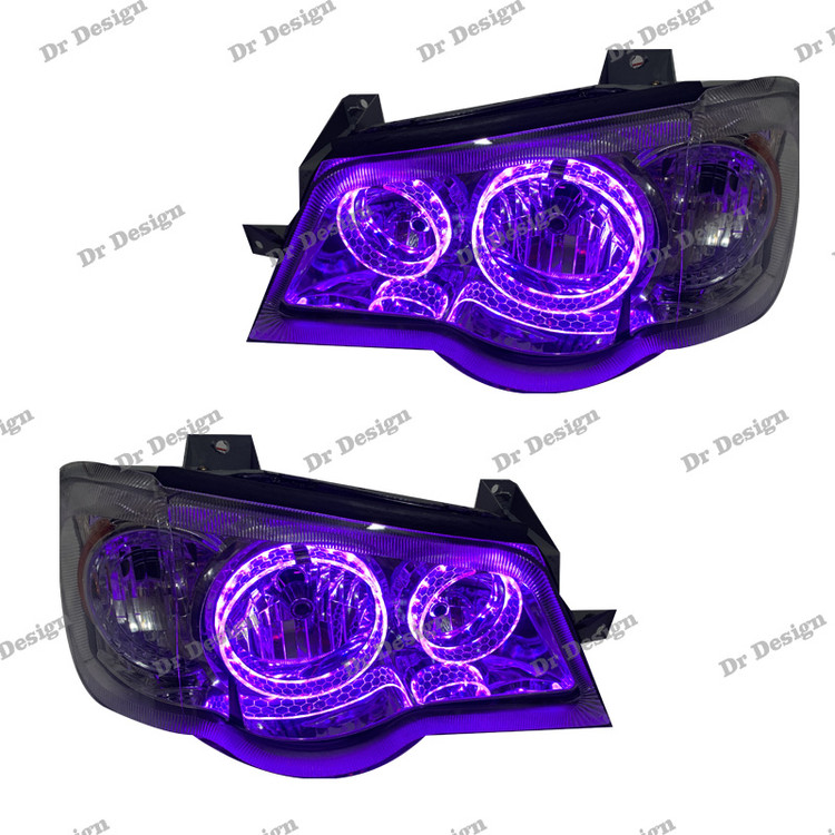 چراغ جلو اسپرت پراید حلقه سه بعدی بنفش