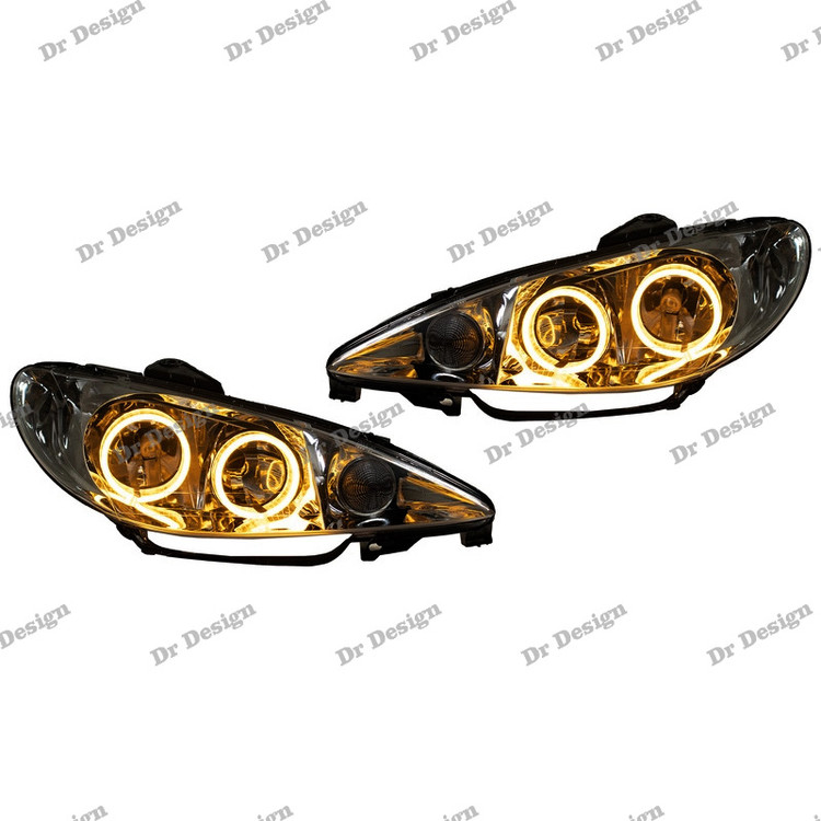 چراغ جلو اسپرت 206 طرح حلقه سه بعدی انبه ای