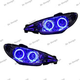 چراغ جلو اسپرت 206 طرح حلقه سه بعدی بنفش