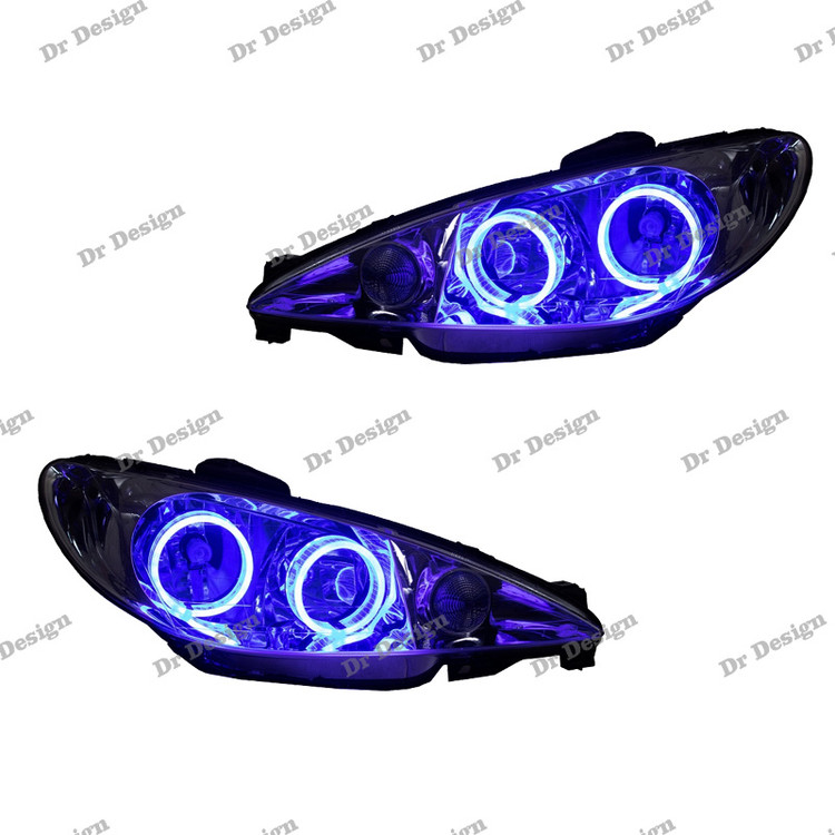 چراغ جلو اسپرت 206 طرح حلقه سه بعدی بنفش