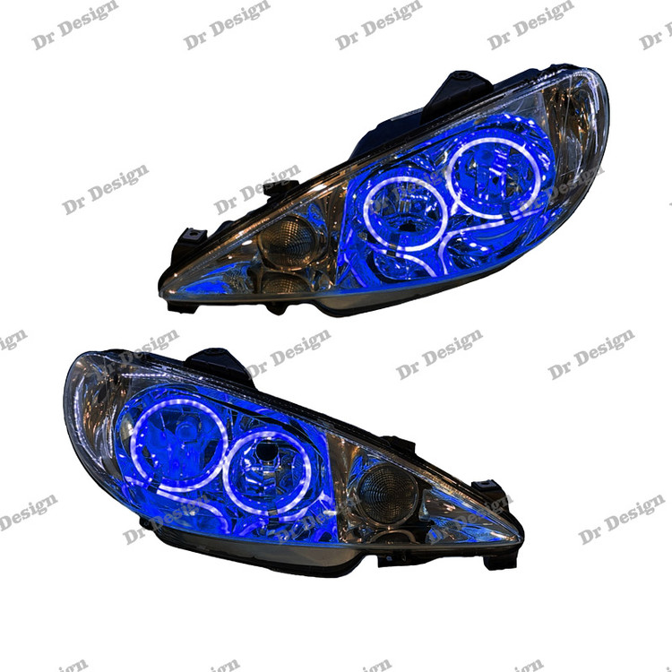 چراغ جلو اسپرت 206 طرح حلقه سه بعدی آبی