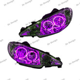 چراغ جلو اسپرت 206 طرح حلقه سه بعدی بنفش