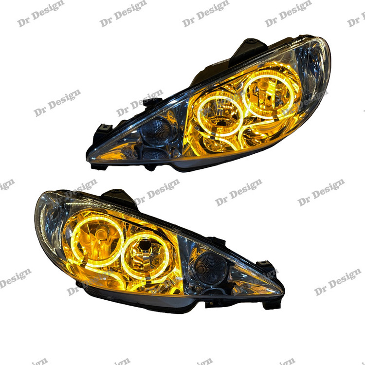 چراغ جلو اسپرت 206 طرح حلقه سه بعدی انبه ای