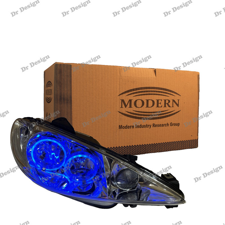 چراغ جلو اسپرت 206 مدرن کروز طرح حلقه سه بعدی آبی