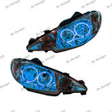 چراغ جلو اسپرت 206 طرح حلقه سه بعدی آیس بلو