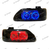 چراغ جلو اسپرت پراید طرح حلقه سه بعدی فولکالر داخل مشکی