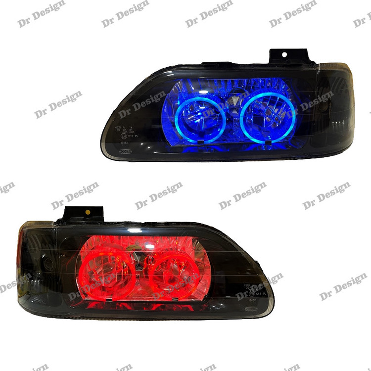 چراغ جلو اسپرت پراید طرح حلقه سه بعدی فولکالر داخل مشکی